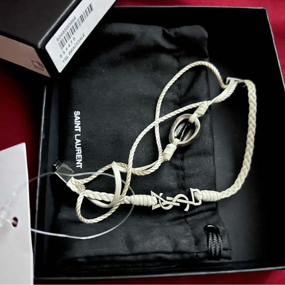 SAINT LAURENT-YVES SAINT LAURENT SILVER-TONE & LEATHER MULTI STRAPPED BRACELET - Picture 3 of 12